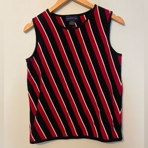 Charter Club Knit Vest Red Black Medium